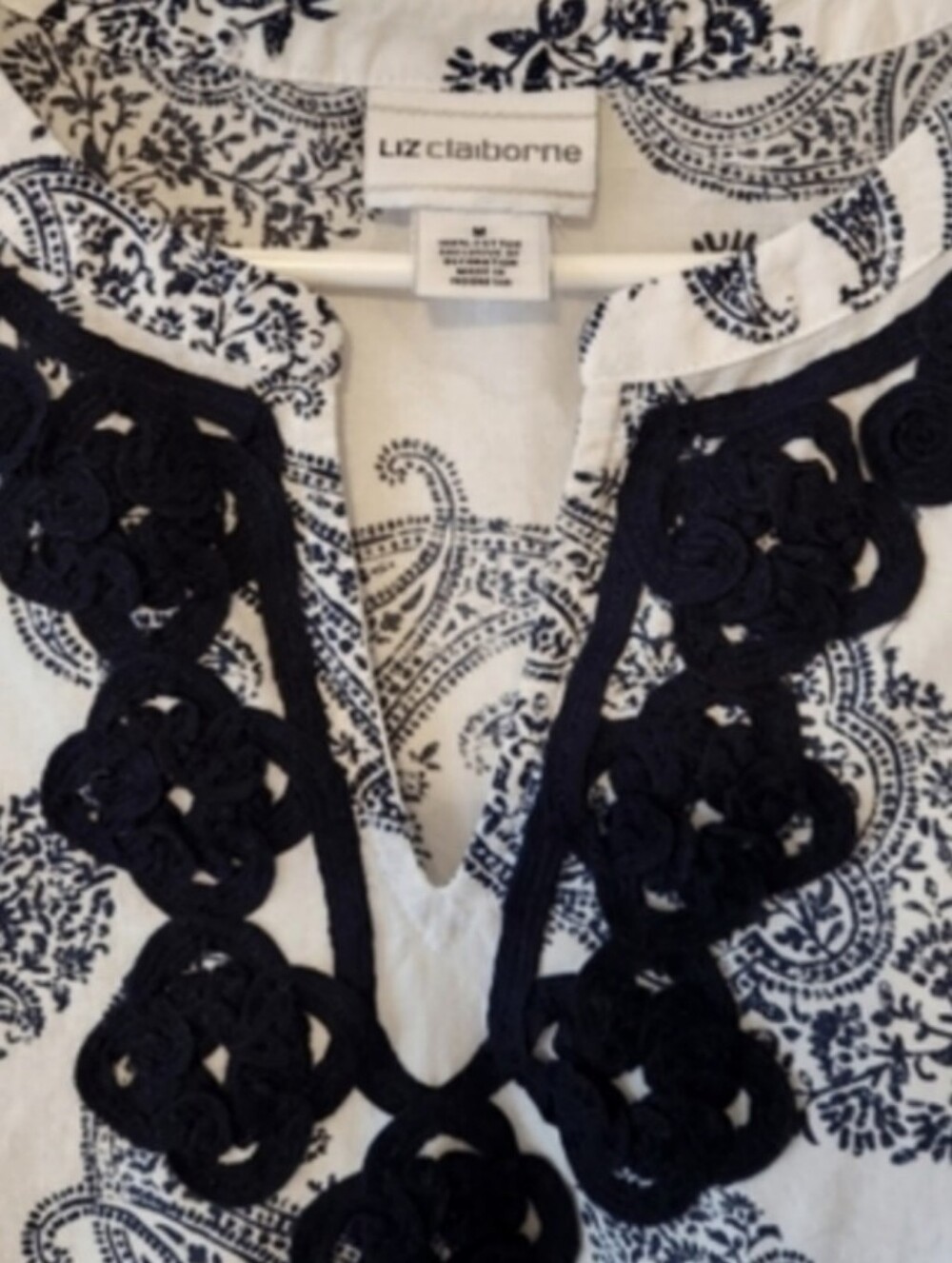 Paisley White & Blue Blouse - Picture 3 of 4